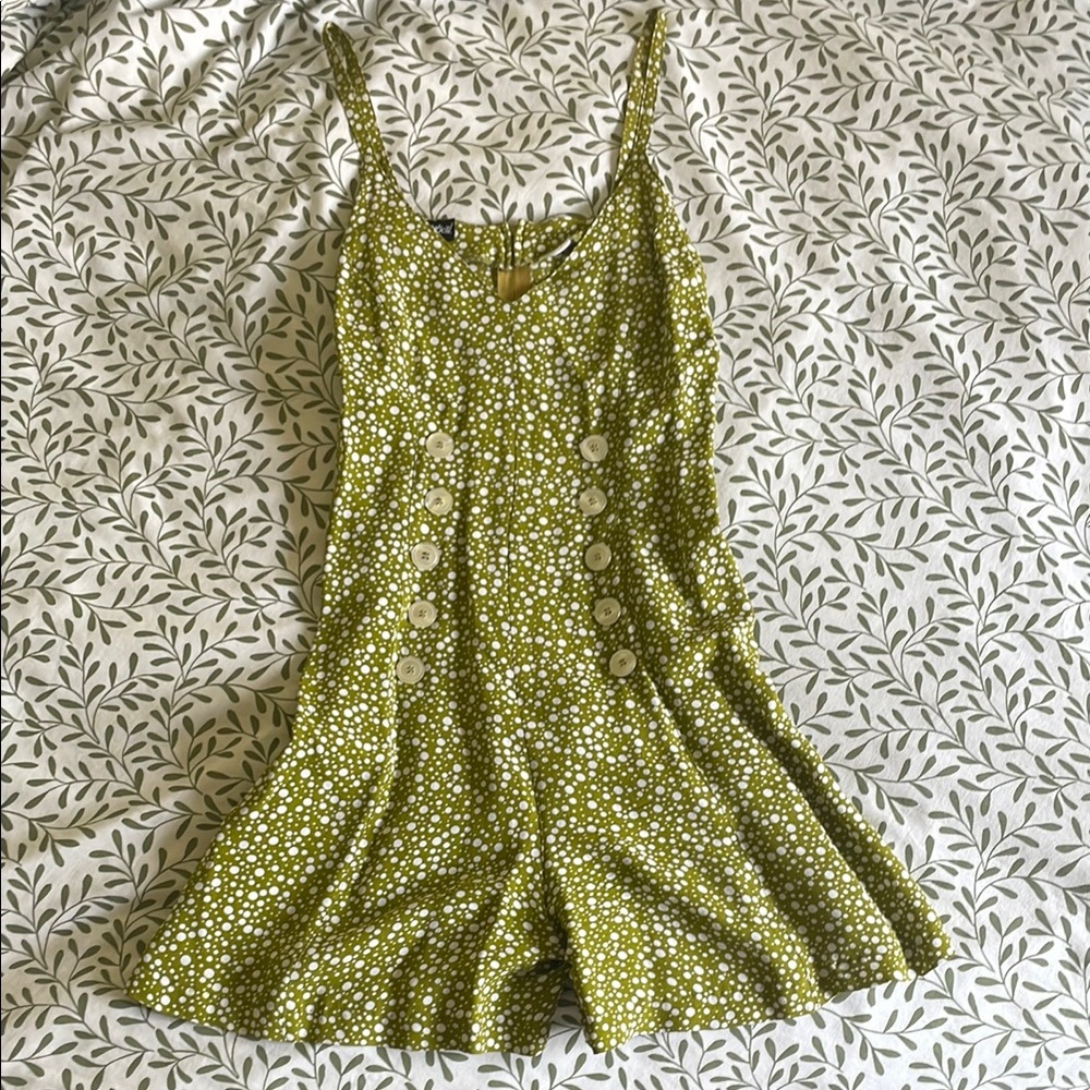 Vintage 90s Betsey Johnson Green Dotted Romper - Rare Boutique Find  - Size S